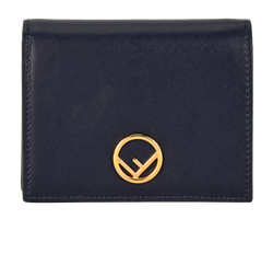 Fendi Roma Leather Wallet, Leather, Blue,0244, DB/B, 4*
